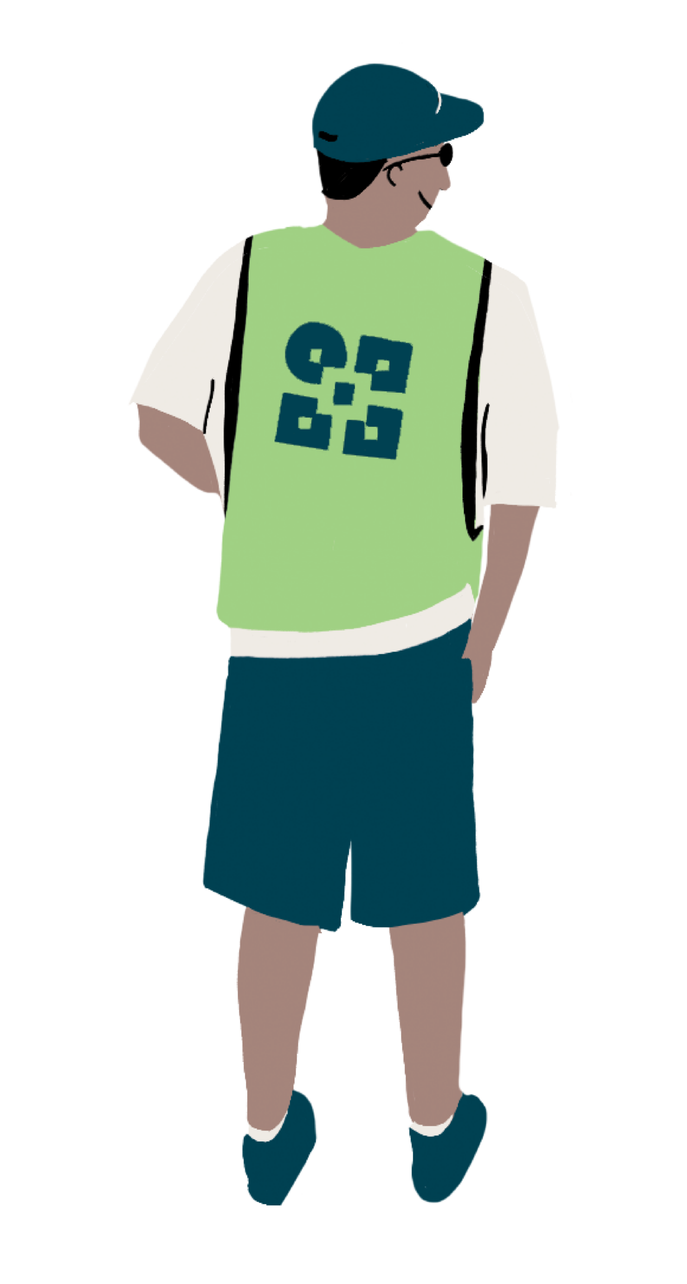 Illustration of CCD outreach worker wearing a green vest